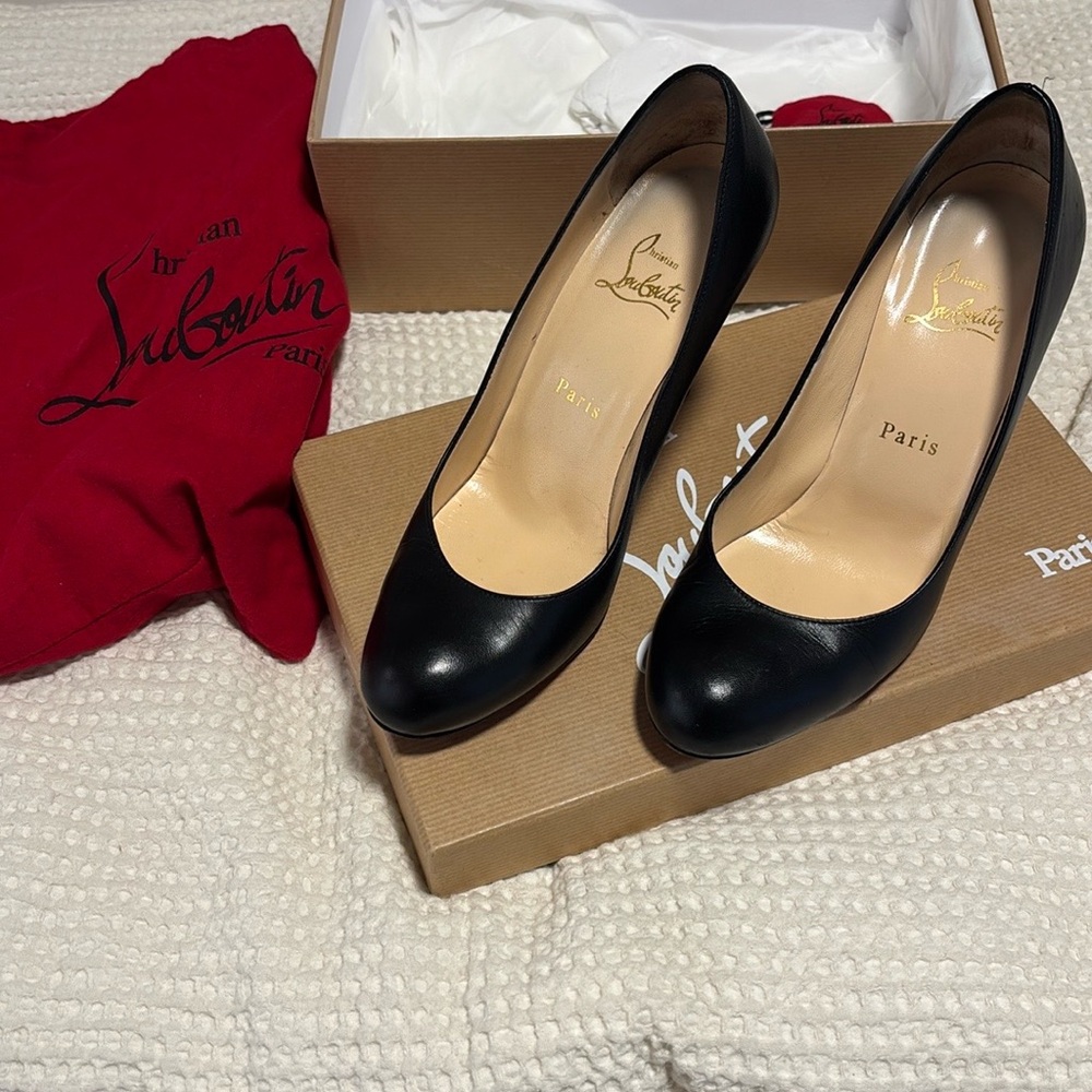 Christian Louboutin Simple Pump 100 KID- Black Leather Pumps